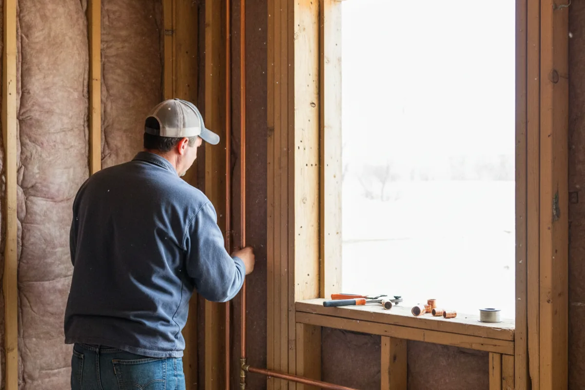 Licensed plumber running new copper supply lines in a Vanceburg home