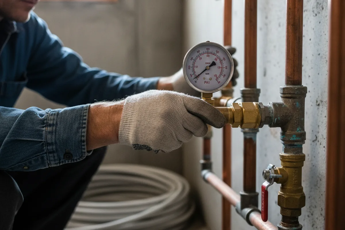 Pressure testing a repaired line during Water Line Repair in Vanceburg